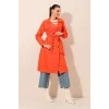 5853 Kruvaze Yaka Trençkot - Turuncu
