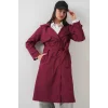 5918 Kruvaze Yaka Trençkot - Bordo