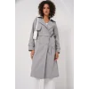 5918 Kruvaze Yaka Trençkot - Gri