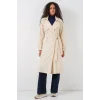 5938 Kruvaze Yaka Trençkot - Krem