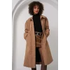5939 Astarlı Uzun Trençkot - Camel