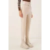 6556 Kemerli Kumaş Pantolon - Krem