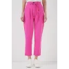 6660 Kemerli Keten Pantolon - Fuşya
