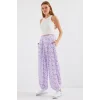 6665 Desenli Şalvar Pantolon - Lila