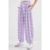 6665 Desenli Şalvar Pantolon - Lila