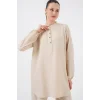 6678 Keten Tunik Pantolon İkili Takım - Bej