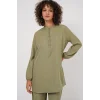 6678 Keten Tunik Pantolon İkili Takım - Çağla