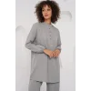 6678 Keten Tunik Pantolon İkili Takım - Gri