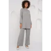 6678 Keten Tunik Pantolon İkili Takım - Gri