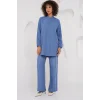 6678 Keten Tunik Pantolon İkili Takım - İndigo