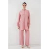 6678 Keten Tunik Pantolon İkili Takım - Pembe