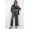 6699 Leopar Desenli Alt Üst Takım - Siyah