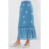 8010 Desenli Şifon Etek - İndigo