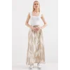 8028 Desenli Uzun Etek - Bej