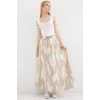 8028 Desenli Uzun Etek - Bej