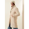 9082 Oversize Kaşe Kaban - Ekru