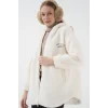 9102 Oversize Kapüşonlu Beyaz Peluş Kaban