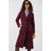9118 Kruvaze Yaka Kaşe Kaban - Bordo