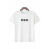 Anneler Günü Hediye Mom Çiçek Baskılı Oversize Bisiklet Yaka T-shirt - Beyaz
