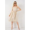 Askılı Ayrobin Elbise 2565 - Krem
