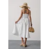 Askılı Uzun Elbise - Beyaz