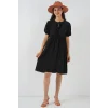 Bağcıklı Midi Elbise 2575 - Siyah
