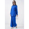 Bağcıklı Tunik Pantolon İkili Takım 6752 - Saks