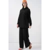 Bağcıklı Tunik Pantolon İkili Takım 6752 - Siyah