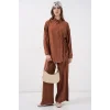 Bağcıklı Tunik Pantolon İkili Takım 6752 - Taba