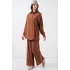 Bağcıklı Tunik Pantolon İkili Takım 6752 - Taba
