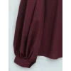 Balon Kol Düğmeli Kısa Poplin Gömlek -Bordo