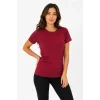 Basic Tişört Bisiklet Yaka Kısa Kol Günlük Yazlık Slim Fit T-Shirt - Bordo