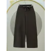 Beli Lastikli Bağlamalı  Bol Paça Pantolon  -K. Kahve