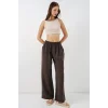 Beli Lastikli Bol Paça Pantolon 30087 - A.Kahve