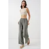 Beli Lastikli Bol Paça Pantolon 30087 - Gri
