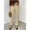 Beli Lastikli Likralı İspanyol Pantolon -Bej