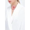 Beyaz Kruvaze Yaka Dökümlü Saten Bluz 0492