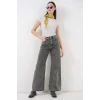 Bol Paça Yüksek Bel Palazzo Kot Pantolon 6656 - Gri