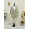 Bolero Detaylı Düğmeli Ara Boy Trençkot -Taş