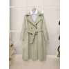 Bolero Detaylı Kemerli Araboy Trençkot -Taş