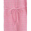 Boydan Düğmeli Bağcıklı Çizgili Bürümcük Gömlek -Pembe