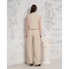 Broşlu yelek pantolon takım bej s255821