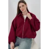 Büzgülü Oversize Kaşe Ceket 0728 - Bordo