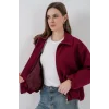 Büzgülü Oversize Kaşe Ceket 0728 - Bordo