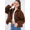 Büzgülü Oversize Kaşe Ceket 0728 - Sütlü Kahve