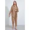 Camel Oversize Keten Alt Üst Takım 6622