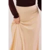 Çan Kesim Midi Krem Saten Etek
