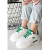 Chris Beyaz Cilt Yeşil Detaylı Bağcıklı Spor Ayakkabı