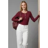 Çıtçıt Detaylı Bluz Bordo T4343