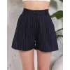 Çizgili düğmeli şort siyah s2551251